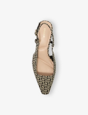 DUNE WOMENS BLACK FABRIC DANCING MONOGRAM-PATTERN WOVEN SLINGBACK COURTS EUR 36 / 3 UK 