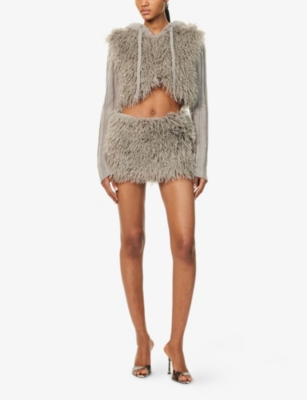 JADED LONDON: Haka Mongolian Faux-Fur Mini Skirt