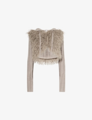 JADED LONDON: Haka Mongolian Hooded Faux-Fur and Knit Jacket