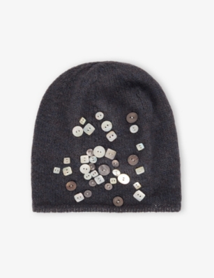 JADED LONDON: Button-Embellishment Knitted Beanie