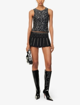 Jaded London Womens Onyx Studded Stretch-twill Mini Skirt Black In Black