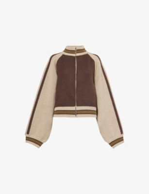 JADED LONDON: Artwork Zip-Front Knitted Jacket