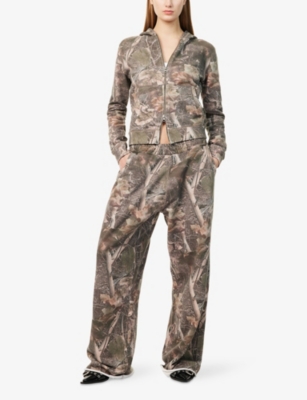 JADED LONDON WOMENS JADED LONDON WOODLAND MONSTER CAMOUFLAGE COTTON-JERSEY JOGGING BOTTOMS 