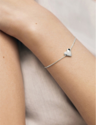 Monica Vinader Womens Heart-charm Sterling-silver Bracelet In Silver