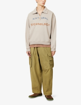 Story Mfg. Mens Soft Grey Geo Embroidered Cotton-jersey Sweatshirt In Neutral