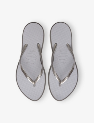 Havaianas Womens Steel Grey Slim Point Rubber Flip Flops In Gray