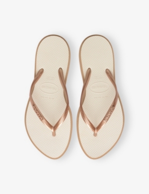 Havaianas Womens Rose Gold/beige Slim Point Rubber Flip-flops In Neutral