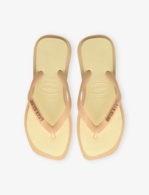 Havaianas Womens Golden Slim Square Rubber Flip-flops In Gold