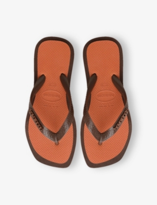 Havaianas Womens Dark Brown Top Square Rubber Flip-flops In Brown