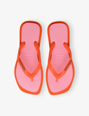 Havaianas Womens Sunset Orange Top Square Rubber Flip-flops In Orange