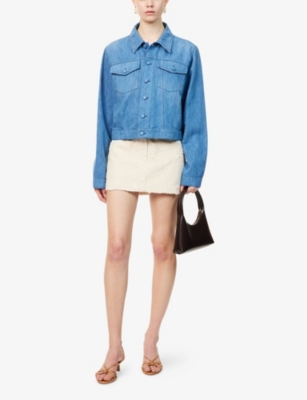 Shop Bec & Bridge Womens Natural White Quinn Textured Cotton Mini Skirt