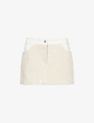 Shop Bec & Bridge Womens Natural White Quinn Textured Cotton Mini Skirt