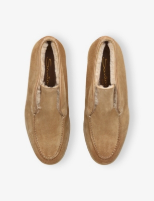 Santoni Suede Andvari Ankle Boots In Brown
