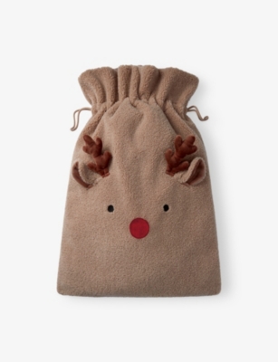 THE LITTLE WHITE COMPANY: Jingles Reindeer Borg Christmas Sack 65.5cm