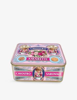 LAZZARONI: Fresh Vintage Tin of Mixed Soft & Crunchy Amaretti Tin Box 225g