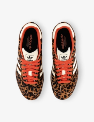 Adidas Originals Womens Adidas Samba Og Leopard-print Leather Low-top Trainers In Black Preloved Red Cream