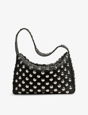 KHAITE: Elena Medium Stud-Embellished Pebbled-Leather Shoulder Bag