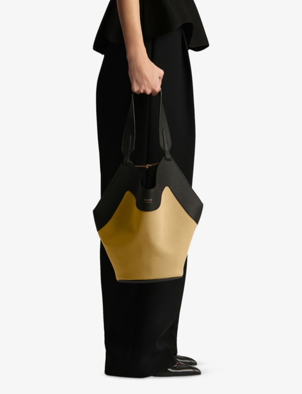 Lotus Small Leather and Canvas Tote Bag