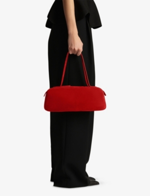 Khaite Womens Simona Suede Shoulder Bag Rebel In Rebel
