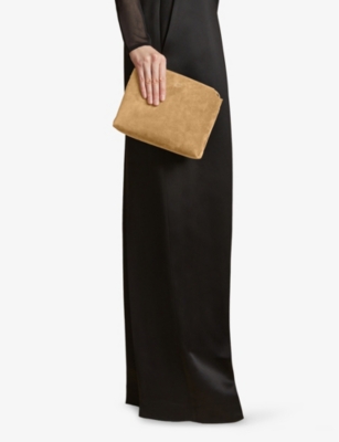 Khaite Womens Lina Medium Suede Cross-body Bag Wheat In Wheat