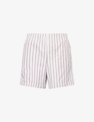 LOUVOIS BIARRITZ: La Cote Striped Cotton-Poplin Shorts