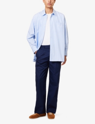 LOUVOIS BIARRITZ: Striped Long-Sleeves Cotton-Poplin Shirt