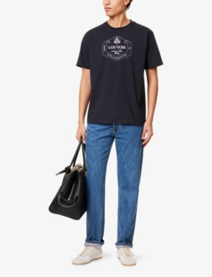 LOUVOIS BIARRITZ: Champagne Crest Crewneck Cotton-Jersey T-Shirt