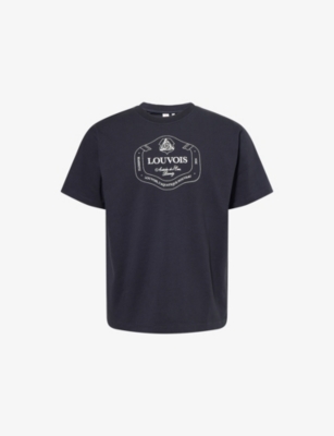 LOUVOIS BIARRITZ: Champagne Crest Crewneck Cotton-Jersey T-Shirt