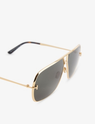 Tom Ford Mens Shiny Deep Gold Tf1204 Stavros Pilot-frame Metal Sunglasses