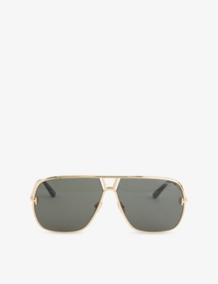 Tom Ford Mens Shiny Deep Gold Tf1204 Stavros Pilot-frame Metal Sunglasses