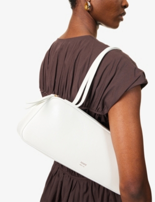 Khaite Simona Crackle Patent Leather Shoulder Bag In Optic White