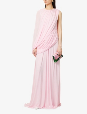 GIAMBATTISTA VALLI: Draped Shoulder Crepe Maxi Dress