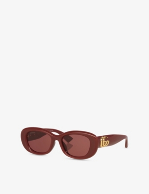 Gucci Womens Red Gg1829sk Oval-frame Acetate Sunglasses In Red