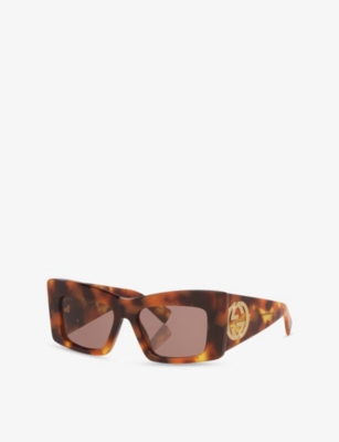 Gucci Womens Gg1842s Tortoise Butterfly-frame Acetate Sunglasses Brown In Brown