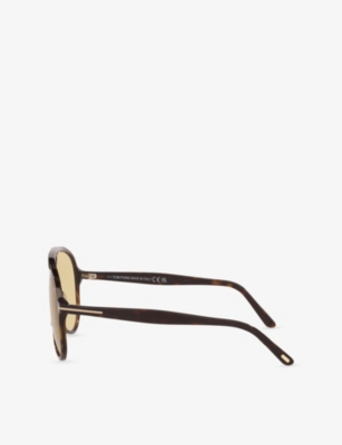 Tom Ford Womens Brown Tr001986 Vladimir Pilot-frame Acetate Sunglasses In Brown