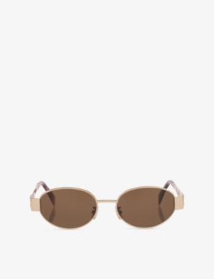 CELINE: CL40235U Triomphe Oval-Frame Metal Sunglasses