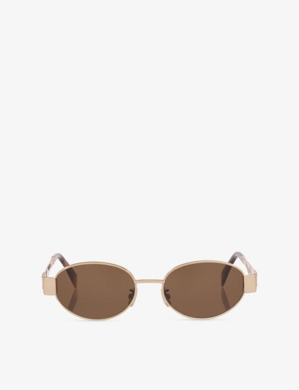 CL40235U Triomphe Oval-Frame Metal Sunglasses