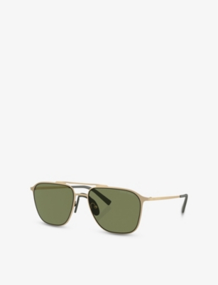 Giorgio Armani Womens Ar6110 Metal Square-frame Sunglasses Black In Black