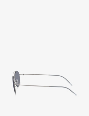 Giorgio Armani Womens Grey Ar6169 Pilot-frame Metal Sunglasses