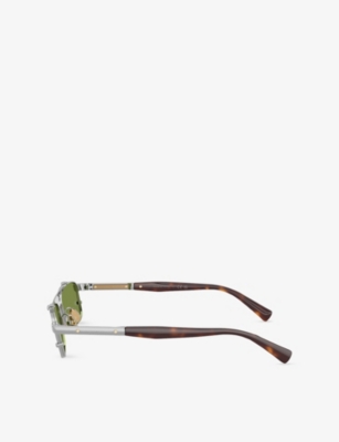 Brunello Cucinelli Womens Silver Bc2010st Paloma Rectangular-frame Metal Sunglasses In Silver