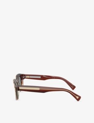 Brunello Cucinelli Womens Bc4018s Jared Rectangle-frame Acetate Sunglasses In Red