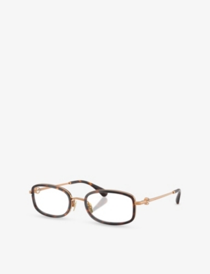 Pre-owned Chanel Womens Brown Ch2221 Rectangle-frame Metal Optical Glasses
