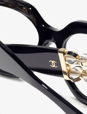Pre-owned Chanel Womens Black Square Eyeglasses