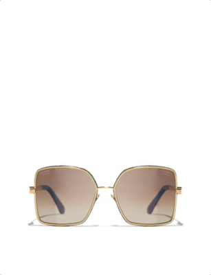 CHANEL シャネル メタル ロゴ スクエア サングラス CH4288Q CHANEL - CH4288Q Square-Frame Metal Sunglasses | Selfridges.com