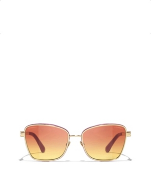 CHANEL: CH4289Q Cat Eye-Frame Metal Sunglasses