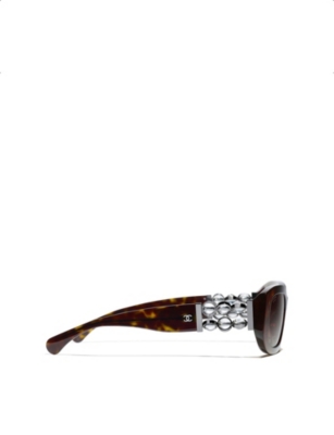 Pre-owned Chanel Womens  Ch5542 Polarised Rectangle-frame Acetate Sunglasses