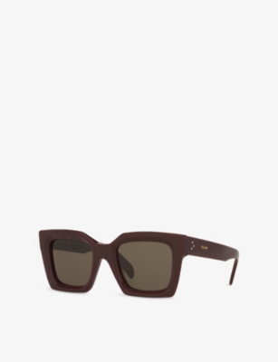 Celine Womens Red Cl4055in Rectangle-frame Acetate Sunglasses