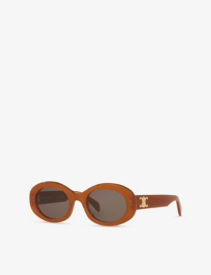 Celine Womens Brown Cl40194u Oval-frame Acetate Sunglasses