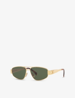 Celine Womens Gold Cl40281u Metaltriomphe Aviator-frame Metal Sunglasses