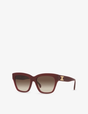 Celine Womens Red Cl40253i Rectangle-frame Acetate Sunglasses